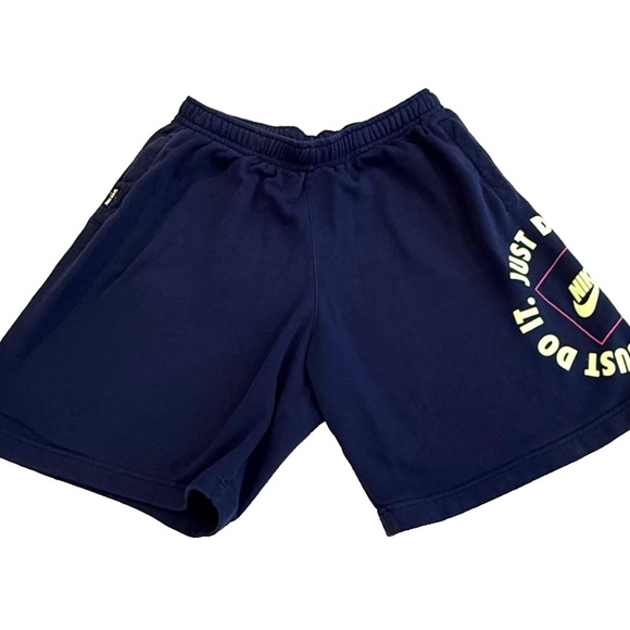 NIKE "Just Do It" Logo Men's Fleece Sweat Shorts; Navy Blue; Size XL - Picture 6 of 7